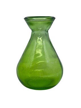 Vintage Couronne Company Apple Green Recycled Glass Bud Vase Made In Spain